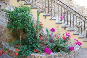 Native landscaping and natural rock walls in entry courtyard welcome you!