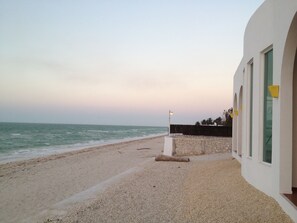 The house in relation to the beach.