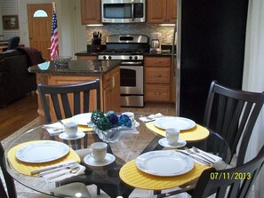 Kitchen as seen from the dining table. 