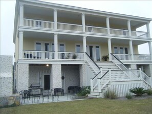 Back View With Outdoor Fireplace & Grilling Station