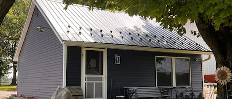 This is the 500 square-foot bunkhouse. With a living room bedroom and bathroom. 