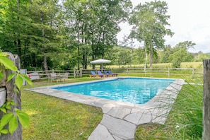 Fully fenced in pool area