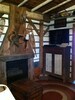 Repurposed gas log fireplace, barnwood surround, flat screen TV /cable w/movie