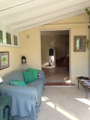 view through conservatory to kitchen