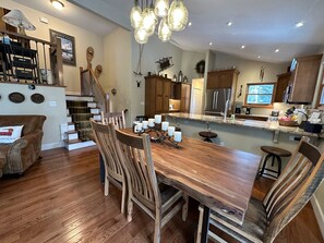 Loft, dining table, kitchen view
