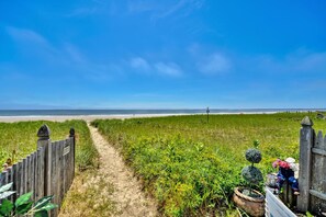 Our manicured path to our magnificent,  pristine beach front area