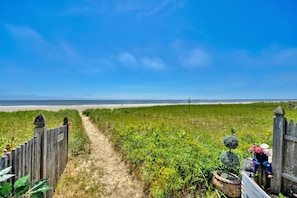 Our manicured path to our magnificent,  pristine beach front area