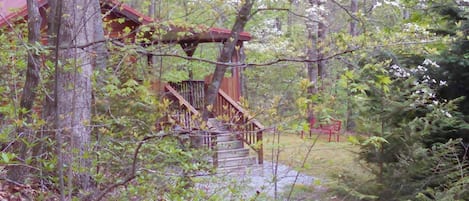The Cabin in the Woods is in the wooded area of our 20 acre rural property.