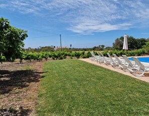 Lawned area surrounding the pool terrace