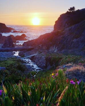 Sunset view from the top of the path leading down to beach and Digger Creek.