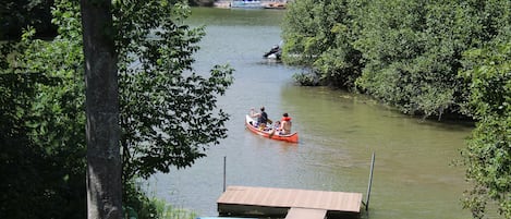 Enjoy boating off the private dock. This is the view from the wrap-around deck.