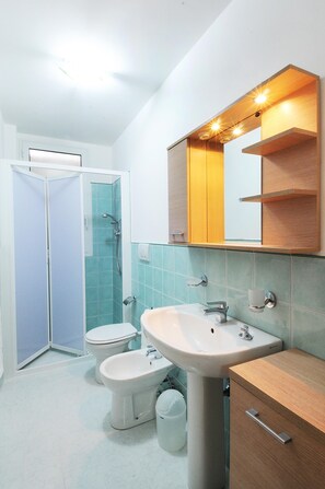 bathroom blue apartment