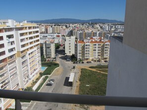 View of Serra da Monchique and supermarket