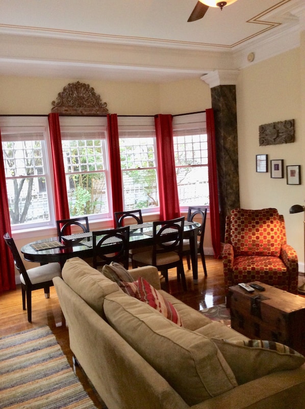 Living room and dining area