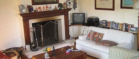 living room  with fireplace