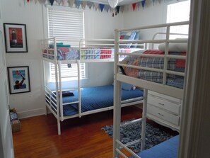 The bunk bed room  is a great room to catch up with cousins or friends, sleeps 4