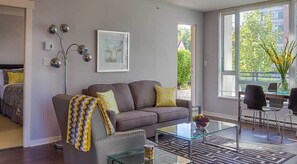 Living area looks out to terrace