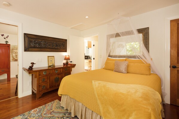 Cheerful & comfy bedroom with private lanai, bath, living room, and closet.