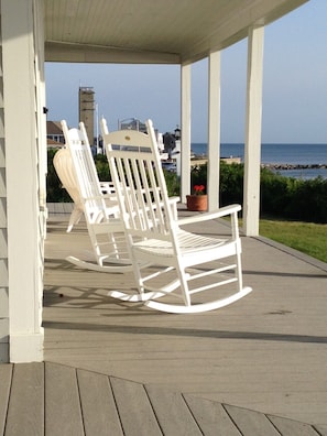 The front veranda with Brant Rock Watch Tower in background.