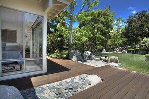 Master bedroom looks out onto Japanese garden