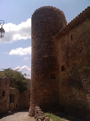 The tower facing the street.