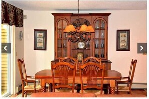 Dining room, has views of lake.