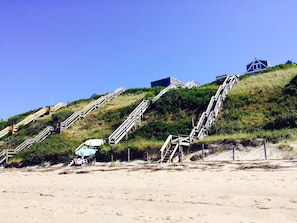 View from the beach to the house - blue house at the top of the dune.