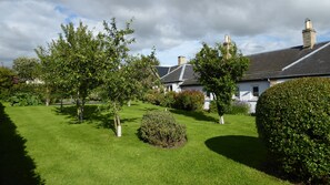 Babingtons Cottage.  The Orchard facing the Lammermuirs Hills.