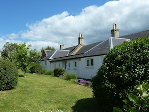 Babingtons Cottage facing the Lammermuir Hills.