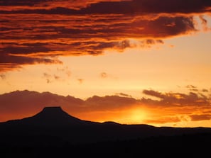 Pedernal sunset view from patio & balcony.  Skies change nightly! Always amazi