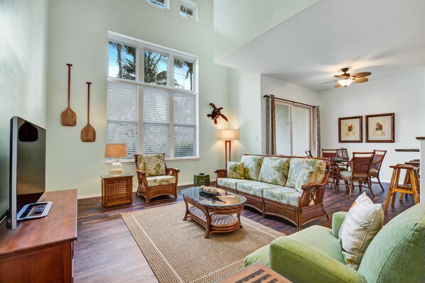 Living Room and Dining Room with tons of natural light.