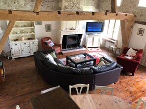 View from mezzanine, lounge & dining table