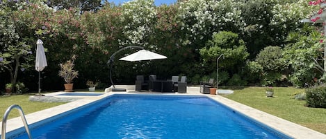 Beautiful pool with poolside dining