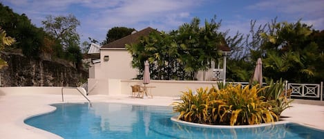 Pool with our apartment in the background