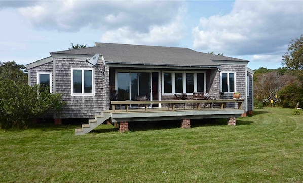 Cottage deck facing Chilmark Pond.