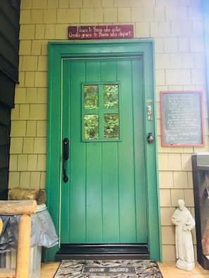 Front door ....Put a flower in little vase if you see any around ...Camp time !