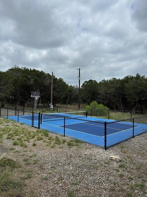 Pickle ball and basketball court. 