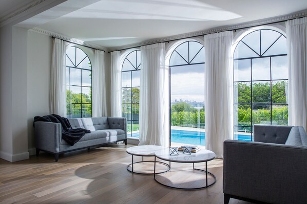 Sun filled living area opening onto the pool