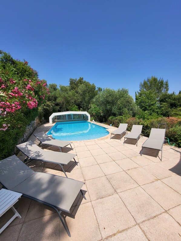 Good size private pool - 12 x 5 metres, depth 0.8 to 1.75 metres 