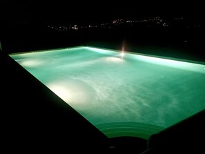 Swimming pool lights at night
