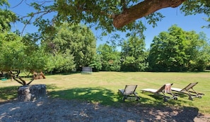 Loungers under the oak trees