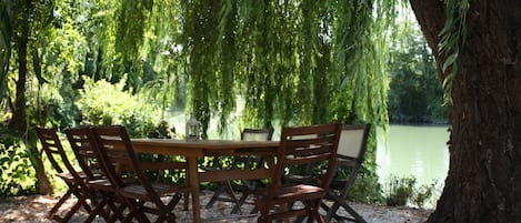 Terrace overlooking the river Charente