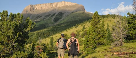 Hiking up Ear Mountain near Rocky Mountain Front Retreat