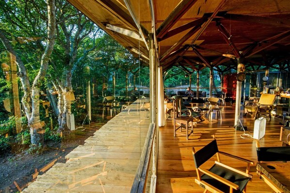 Wrap around deck and living room  