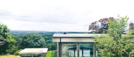 South views from the indoor pool and the yoga deck