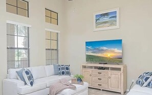 Living room equipped with 65 inch TV