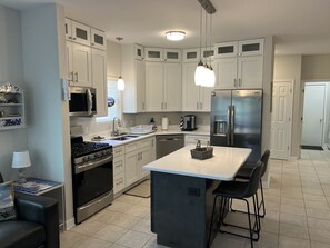 Fully remodeled kitchen with stainless steel appliances