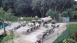 BBQ gas grills at the pool outside the main check in building.