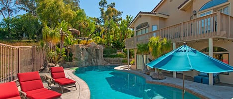 Our Beautiful 100,000 gallon Pool & sparkling Waterfall.