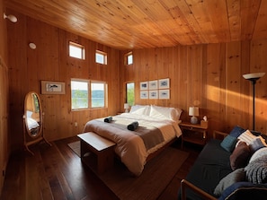 The primary bedroom with king bed, refreshed for the 2022 rental season